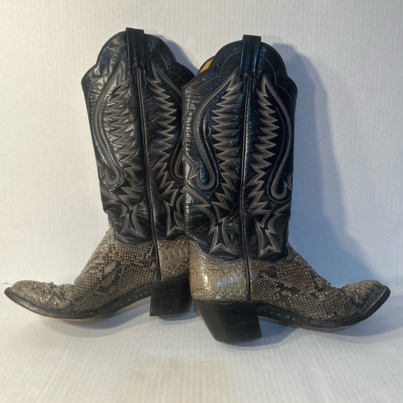 ❗️ Women’s Western Cowboy Cowgirl Black Leather Snakeskin Boots Size 6 Panhandle - Picture 3 of 14